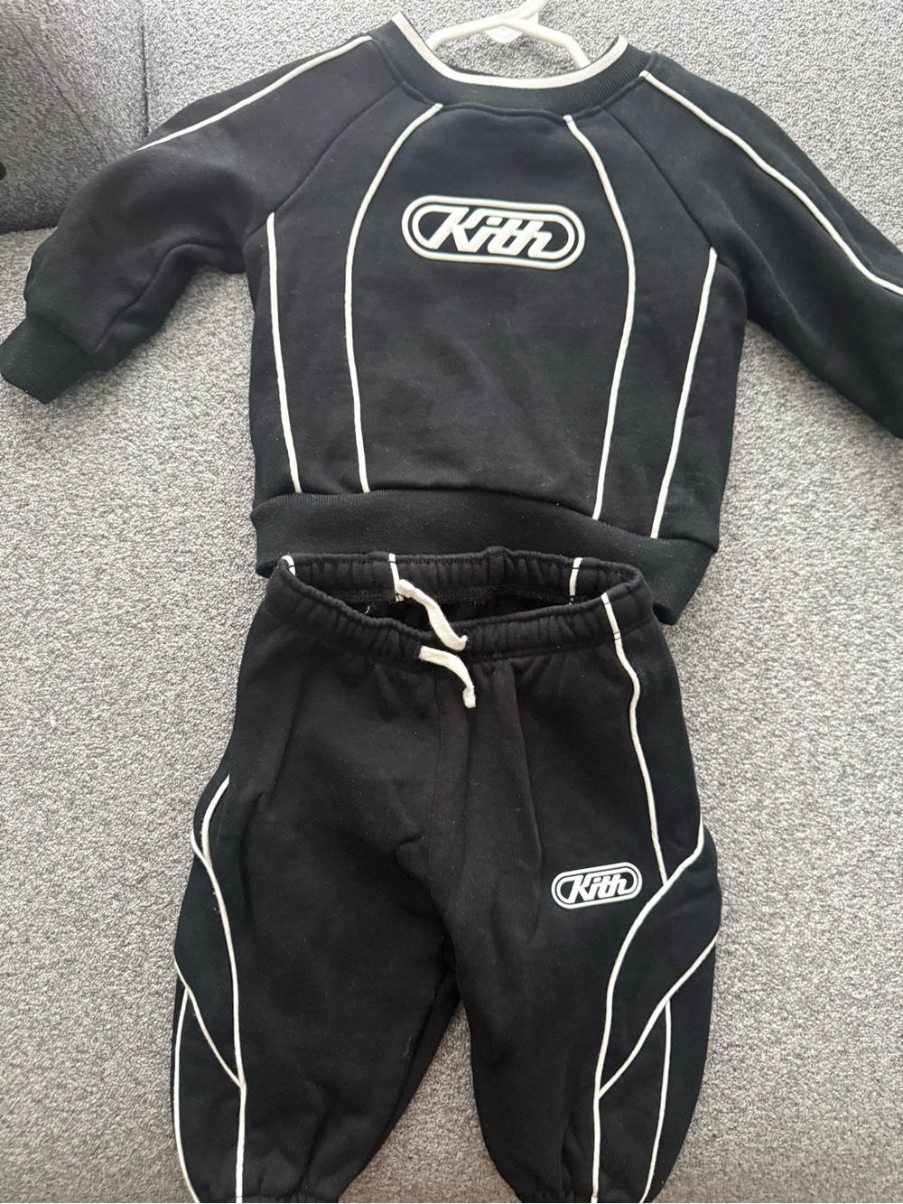 Kith Kids Black Sweatpants with White Piping